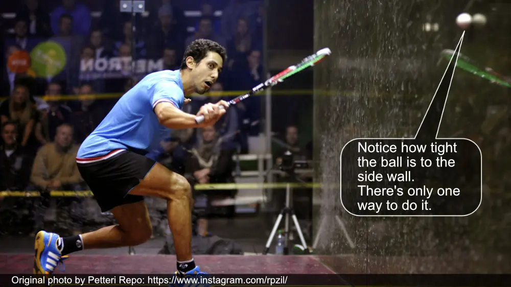 Tarek Momen moments after hitting a very tight shot