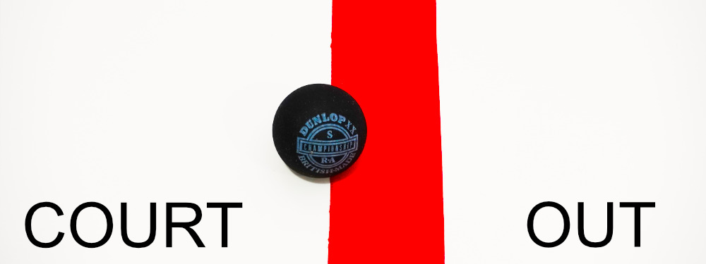 Squash ball and line recreated on my kitchen table